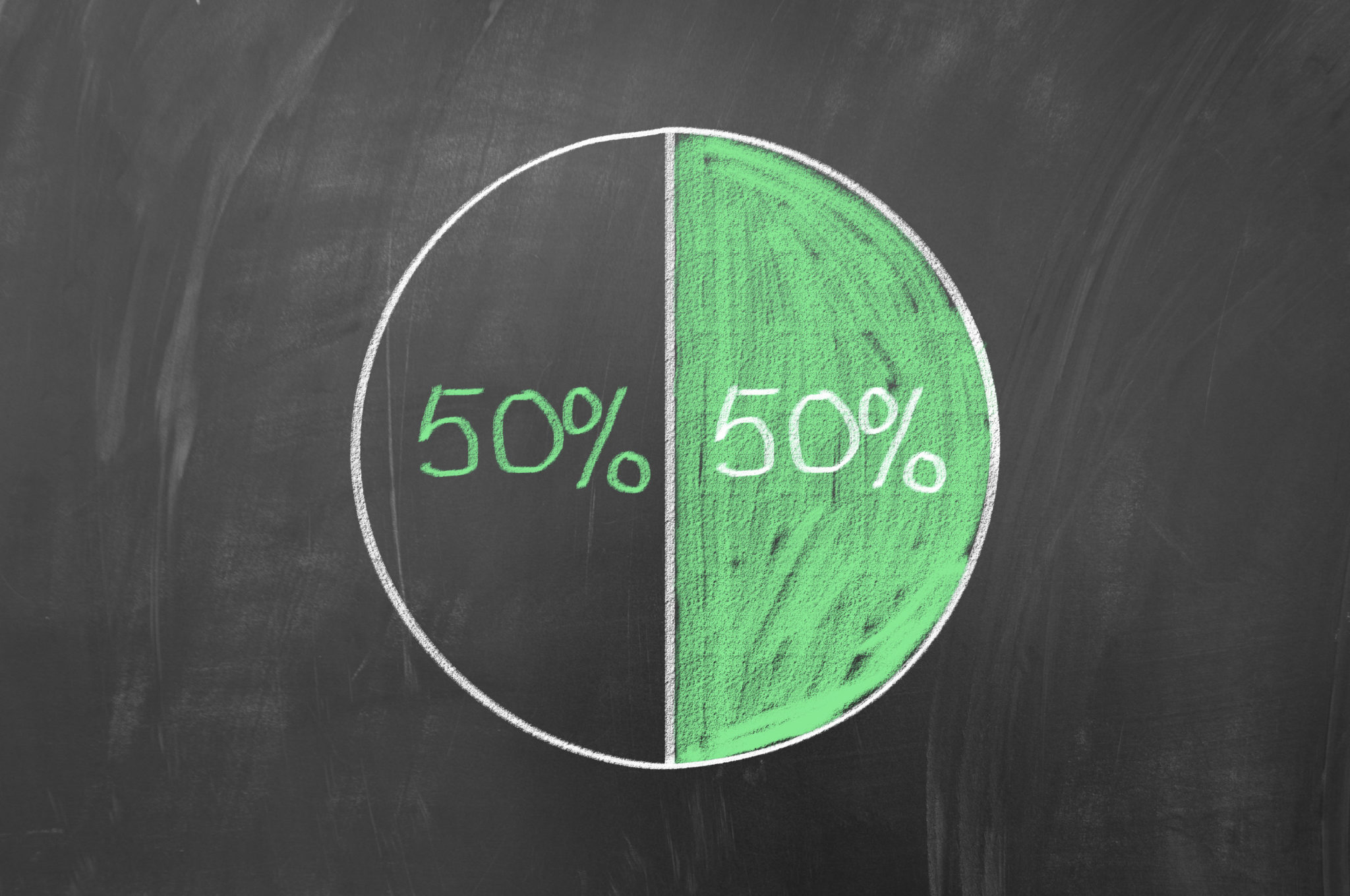 Диаграмма круг 50 % на 50 %