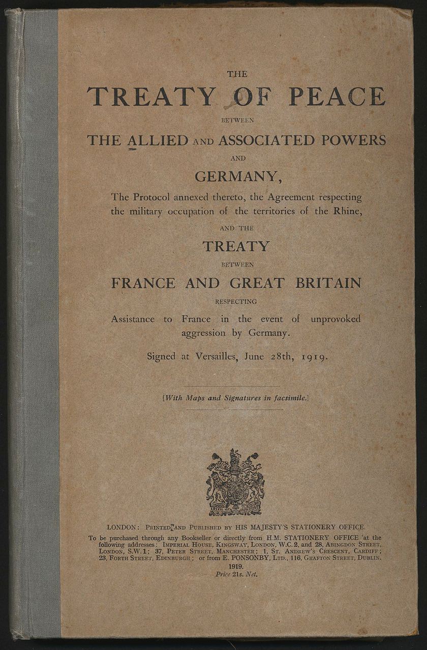 Титульный лист Версальского договора 1919 года